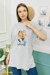 155446 Oversize Baskili Kisa Kol Tshirt